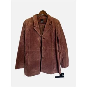 Wet Seal Vintage Y2K Suede Leather Jacket Brown Large